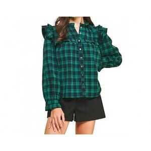 NEW PINCH andrea plaid top in green